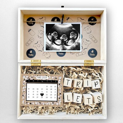 Pregnancy Announcement Gift Box Engraved Personalized Keepsake Parents To Be Baby Coming Soon Expecting Reveal for Daddy and Grandparents - image4